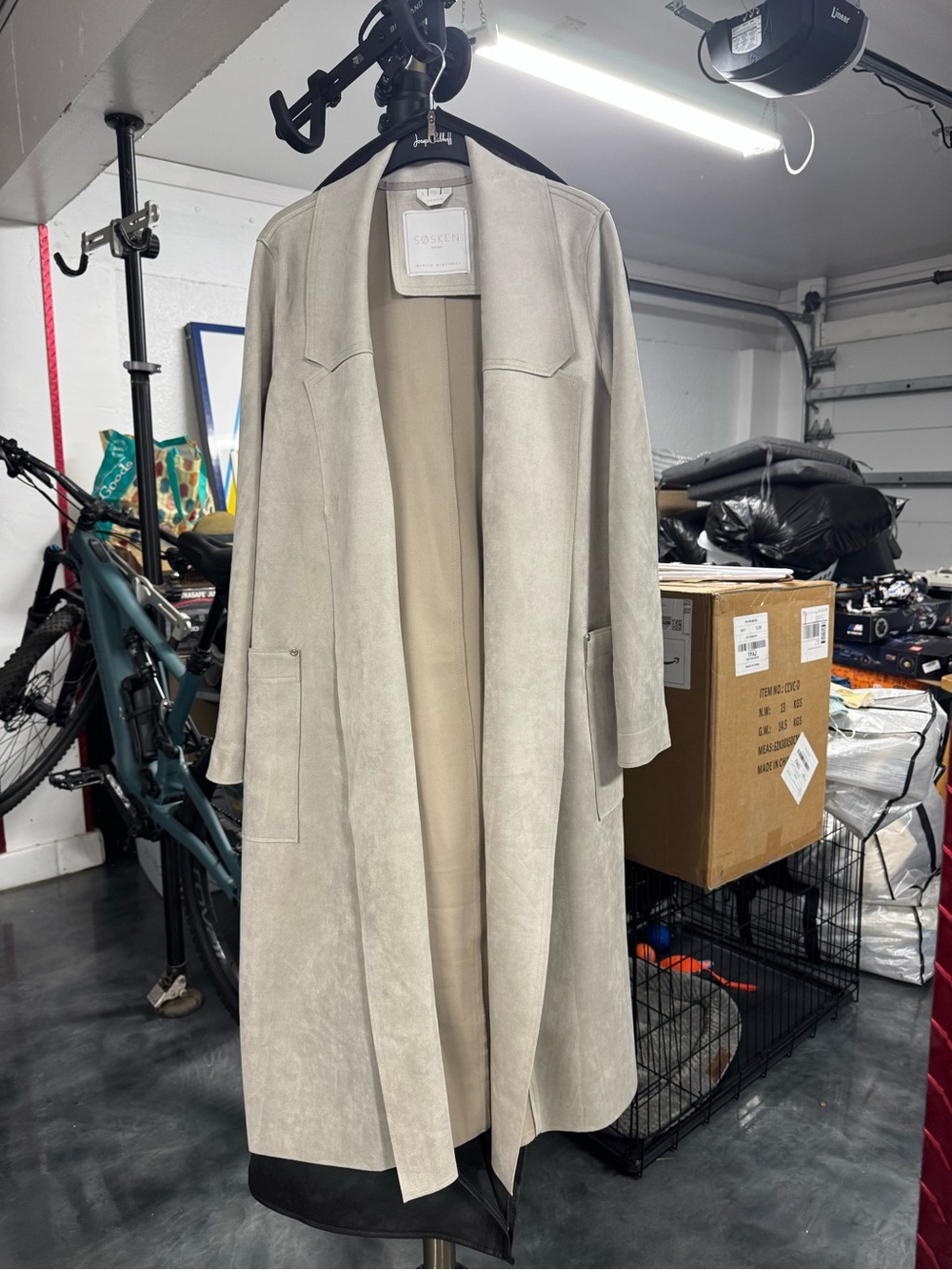 Women's Light Gray Long Open-Front Coat